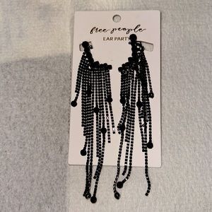 Free People Black Long Earrings - Ear Party NIB